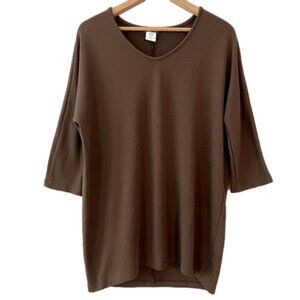 New Kim & Co Brown Soft Knit 3/4 Sleeve Top- Size Small (bin 1P)